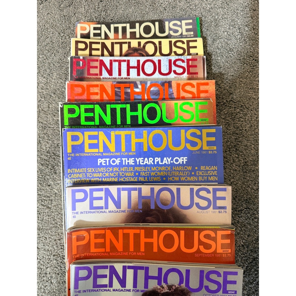Vintage Penthouse Magazine Lot 1981 9 Issues Jan Feb Mar May Jun Aug Sep Oct